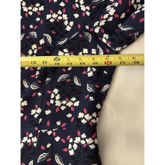 BODEN Delia Sheath Dress Women 6 Petite Navy Floral Bell 1/2 Sleeve Knee Career - Picture 14 of 14